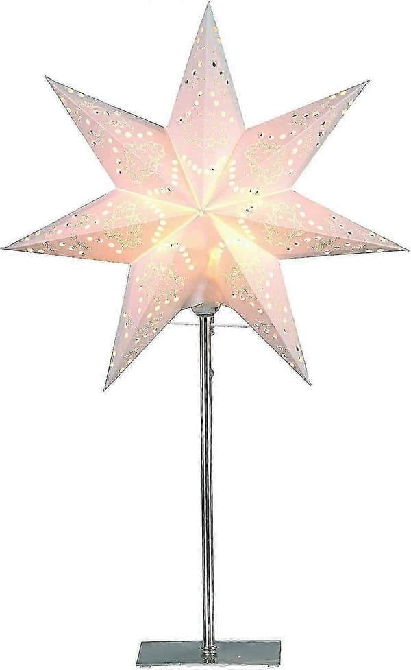 [HT]Stjernegulvlampe, metall/papir, ca. 45 x 35 cm, firefarget papp