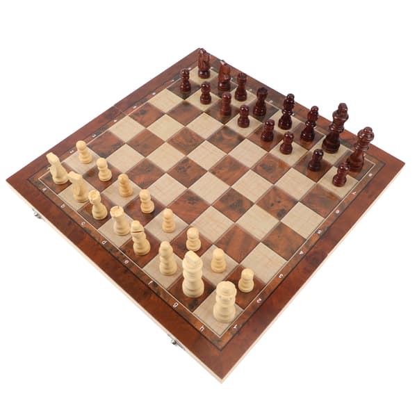 Bärbart 3 i 1 Schackspel i Trä för Barn och Vuxna