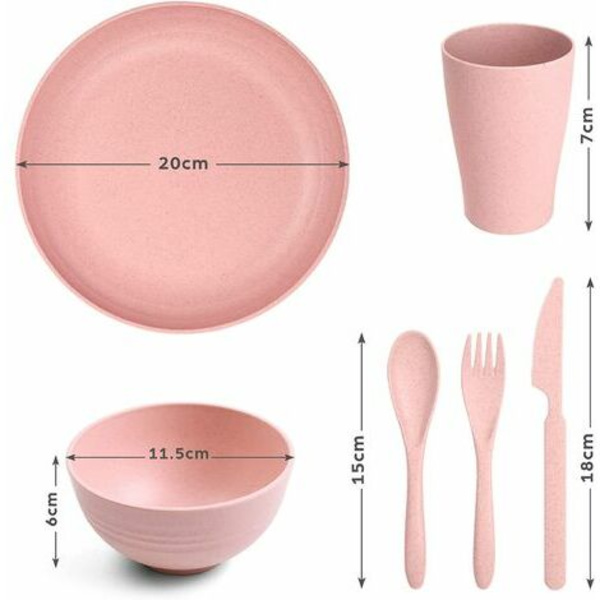 Kartokner Camping porslin kit, 24st, picknick bestick set, innehåller tallrikar Skålar Koppar gafflar etc. för camping, vandring, F