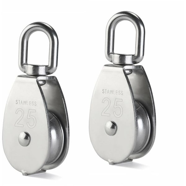 Pakke enkelt trinse trinseblokker, 360° svingbare trinseblokker rustfritt stål, 150 kg belastning for vask av klessnor Indoo