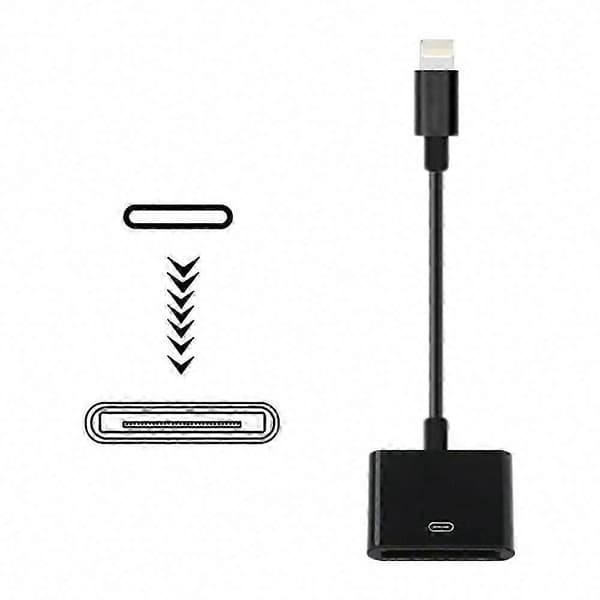 Lightning til 30-bens adapter med kabel til 13/13PM/12PM/11PM/XS/8P//iPod Sync opladningsunderstøttelse[ht] Black
