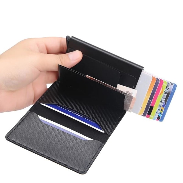 RFID - NFC Protection Leather Wallet Korthållare 6 kort Black