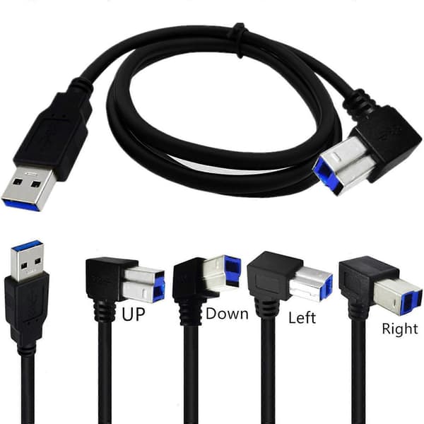 Kulmikas USB3.0-tulostinkaapeli USB3.0-kaapeli, USB3.0 A–B-kaapeli Tehokas USB3.0 A–B-kaapeli USB-datakaapeli [ht] Bend up