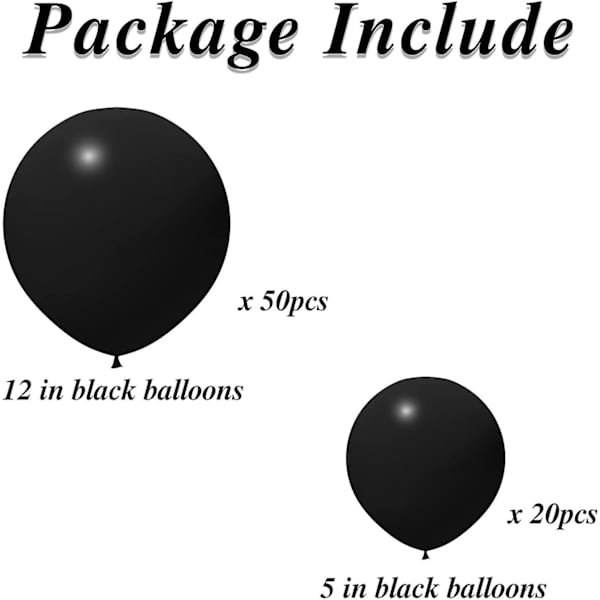 Enfärgade set festdekorationsballonger svart,