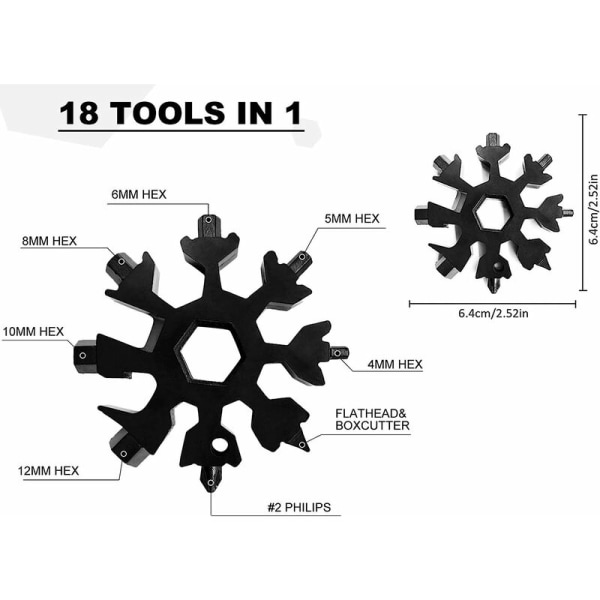 Snowflake Multi-Tool 18 in 1 Snowflake ruuvimeisseli Kaikkivaltias työkalu ruostumattomasta teräksestä käsikäyttöinen pullonavaaja joululahja f