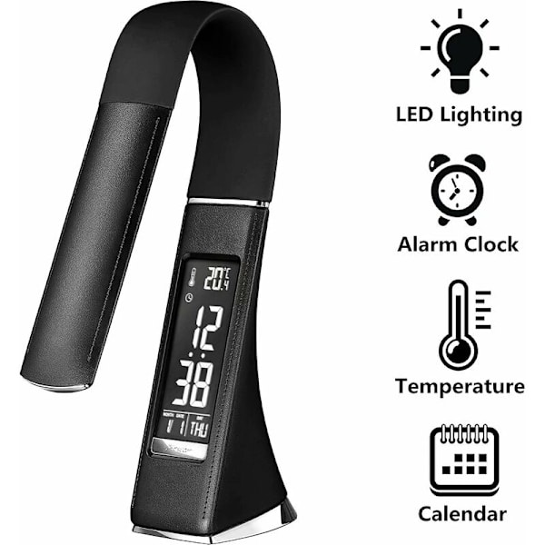 5W 200LM Black Shell USB vuodelamppu Touch Button LED-nahkainen silmiensuojauspöytälamppu，sopii makuuhuoneeseen, työhuoneeseen, makuuhuoneeseen