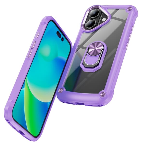 iPhone 16 Plus Deksel Støtsikker Ring Hybrid Lilla 59