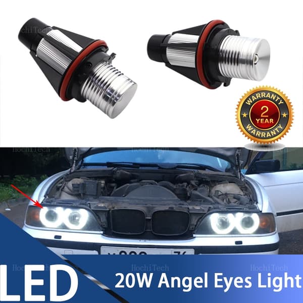 【HT】20W virheetön valkoinen LED Angel Eye -rengasmerkkivalopolttimot BMW E87 E39 M5 E60 E61 E63 E64 M6 E65 E66 E83 X3 E53 X5 -malleihin 1 Pair