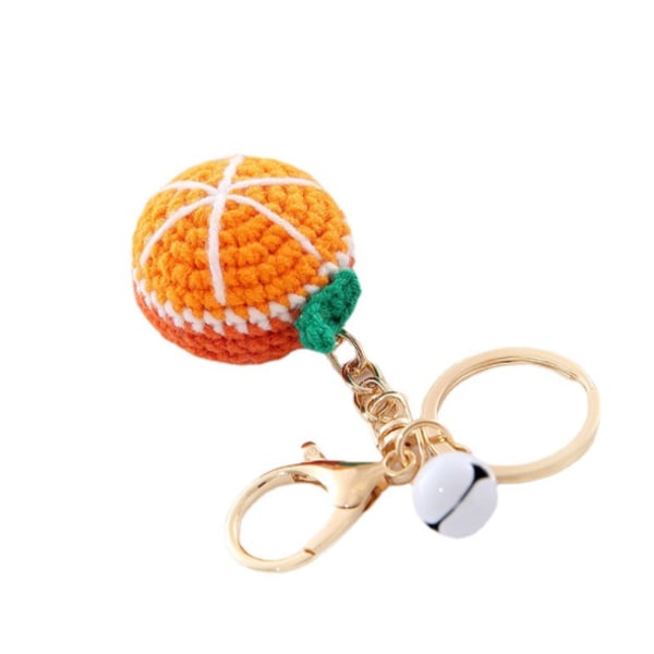 Ull ball nøkkelring anheng kjede anheng kreativ håndvevd frukt nøkkelring ull anheng (oransje + vannmelon),