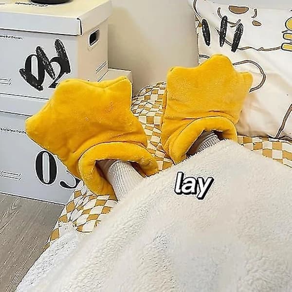Halloween Andefødder Hjemmesko Plys Monsterfødder Cosplay Hjemmesko One Size Gul