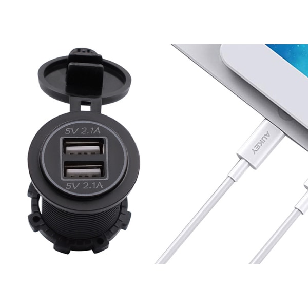 Bil, motorsykkel, bobil, båt, 4.2A billader, dobbel USB, billader med dobbel åpning, modifisert tilbehør (oransje lys),