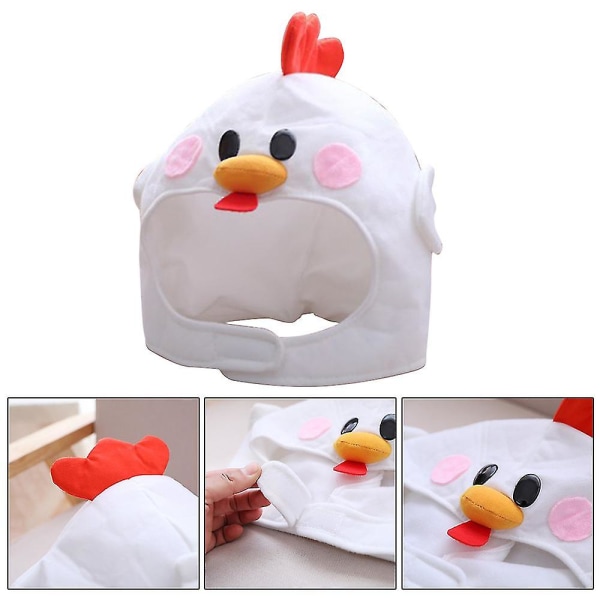 Chicken Hat Toy Props Lisävarusteet Pehmopää Fancy Taiyaki Cap Photo Props White