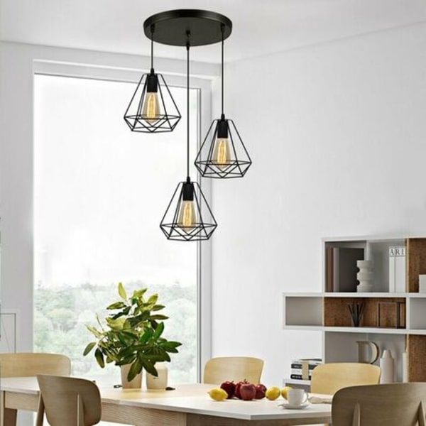 Lysekronelys Diamantform pendellampe Nordic Modern E27 Taklampe for soverom Bar Restaurant - Svart - Svart