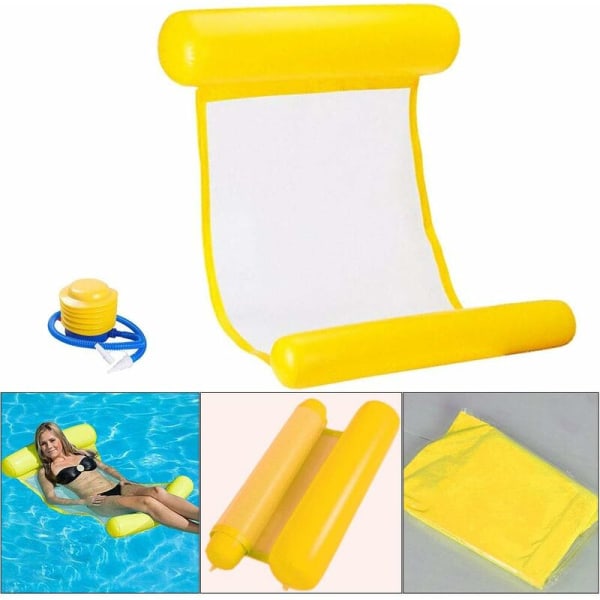 Gul pumpe svømmebasseng flytende leketøy vannplattform barns oppblåsbar svømmering Rad med flytende stoler på stranden,