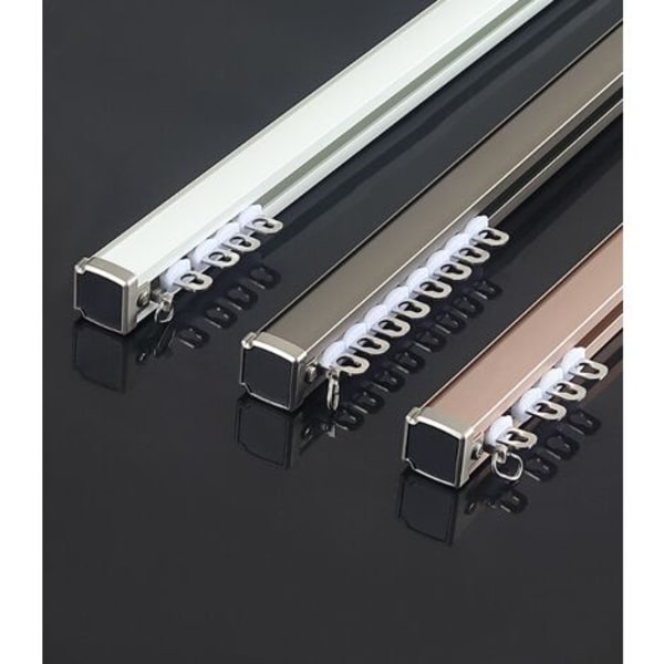 Fortykket gardinstang, dempet aluminiumslegering, dobbeltsporet gardinspor (elfenbenshvit)