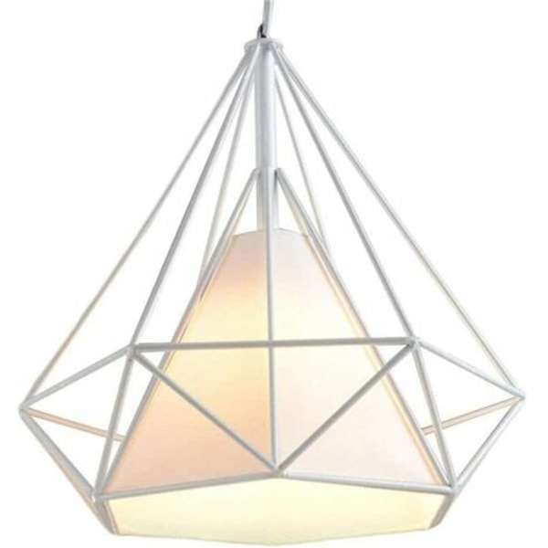 Taklampor Diamantformad järnskärm, bur Ljuskrona Pendellampa med sockel Belysning i industriell stil Vit (med