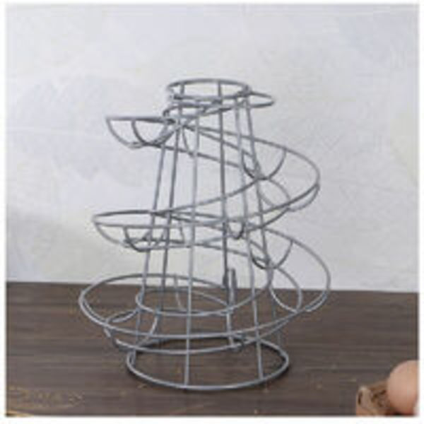 Spiral Egg Dispenser Oppbevaring Metall Jern Spiral Egg Stativ Egg Stativ Kjøkken 24x20x20cm Svart