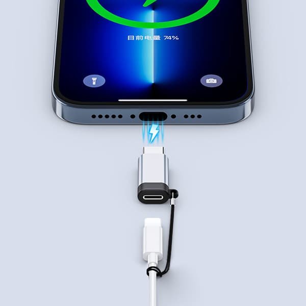 Lightning (naaras) - USB-C (uros) -sovitin, yhteensopiva iPhone 15 Greyn kanssa Grey 6
