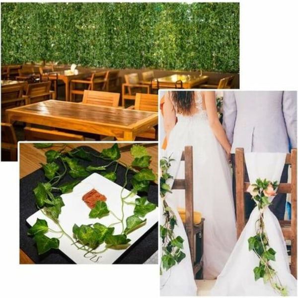 12stk*2m eføy kunstig plante utendørs falsk eføy kunstig løvblad krans hjemmeinnredning for bryllup Balkong Kjøkken Ga