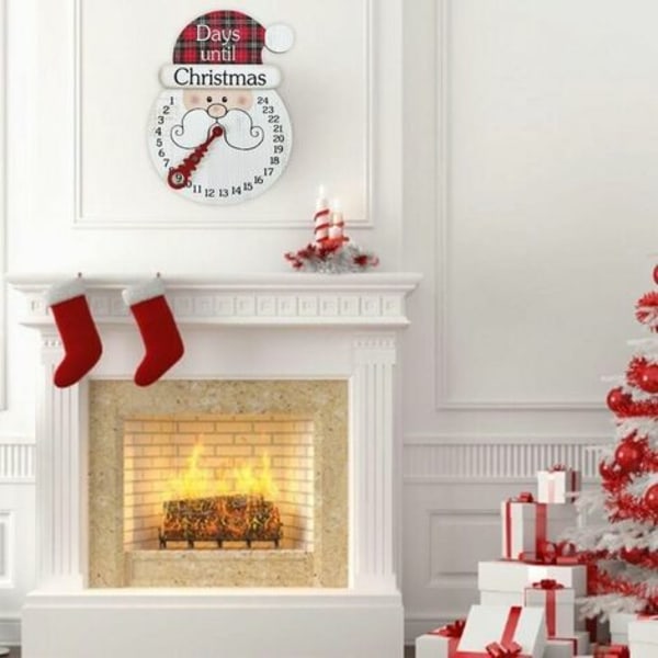 Adventskalender til jul, Kreativ nedtællingskalender i træ Små julepynt Julemanden Julevæg C