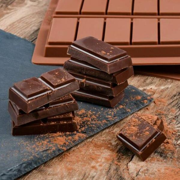 Sæt med 2 chokoladeforme non-stick fødevaregodkendt silikone til Kartokner protein- og energibarer