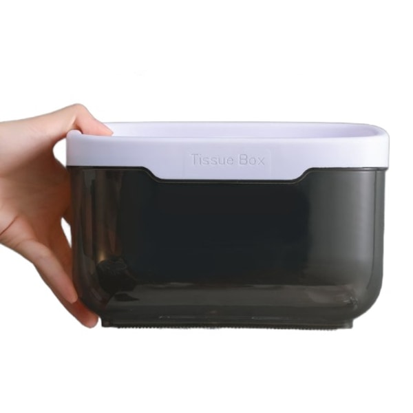Plastic Punch Free Tissue Box, Vandtæt Papir Box Holder (Large Transparent Black)