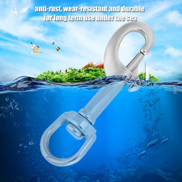 316 rustfrit stål enkelthoved krog Swivel Eye Snap Scuba Diving Accessory (75MM, hvid)