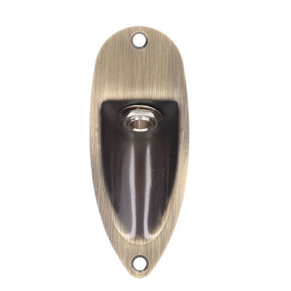Gitarr Input Output Jack Socket Plate Båtstil Elektrisk Gitarr Ersättningsdelar Bronsfärg 6.35mm GT47 Beige Plugghål