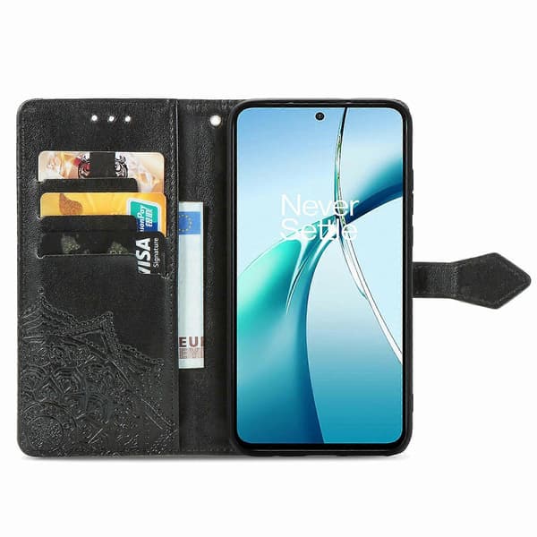 Mandala Blomst Præget Læder Telefoncover Black For Nothing Phone 3a Pro