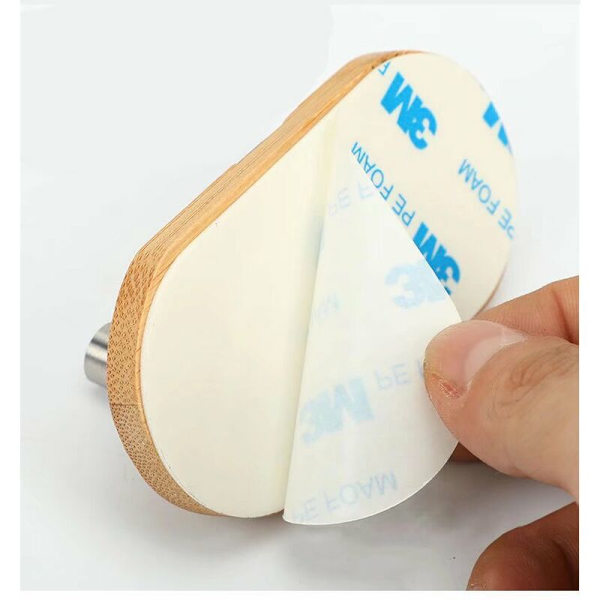 Kroge Gratis stansning af bambus træ rustfrit stål viscose dør bagkroge (tre kroge)