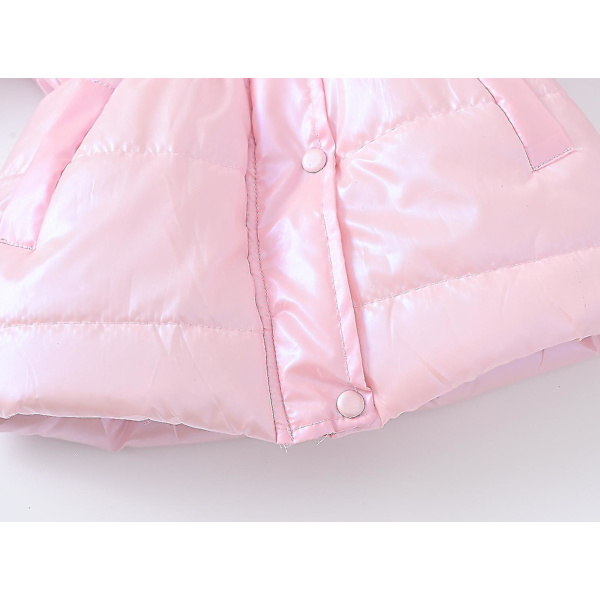 Børne polstret jakke Lang krave hætte polstret jakke 150cm Pink