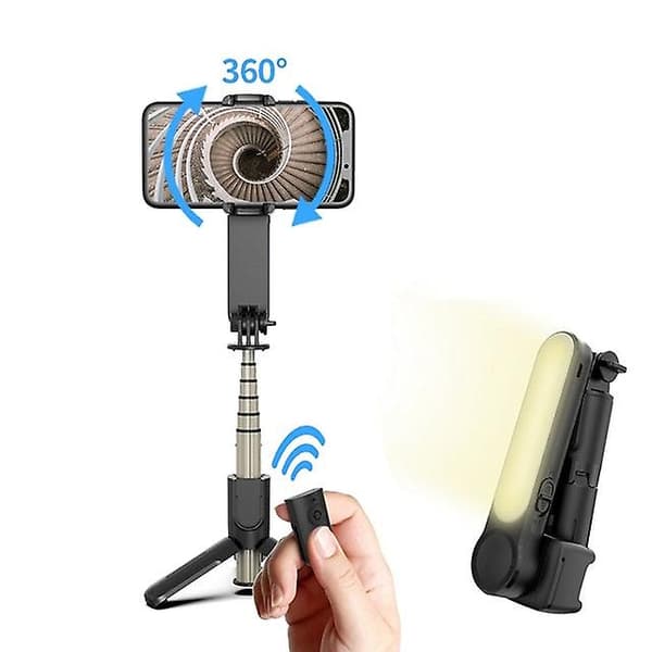 Gimbal Stabilisator Enkeltakse Stabilisator Bluetooth Selfie Stick Anti-ryst Stativ Med LED Fyldlys Til Iphone/Android