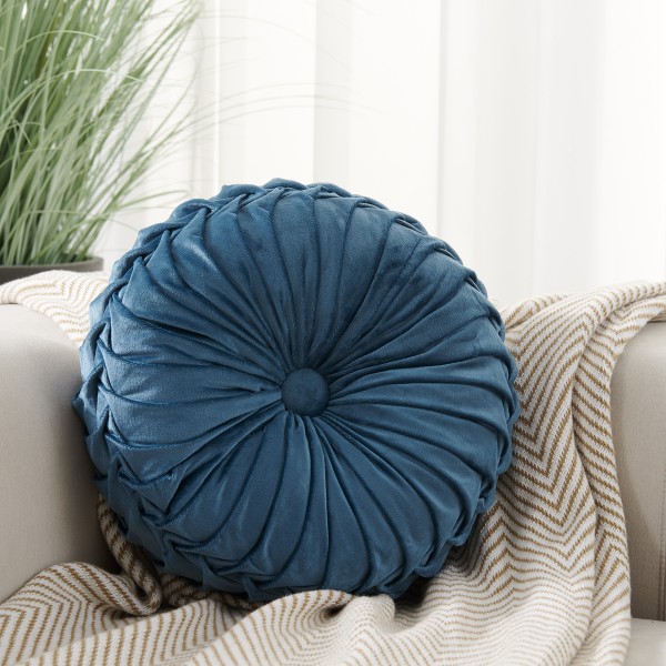 Holland Velvet Kudde Dekoration Soffdekoration Rund Liten Kudde, Blå, 35cm,