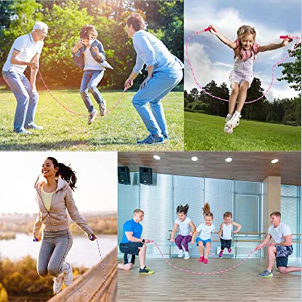 Hopprep för fitness , trasselfri rephoppning med mjukt pärlsegment Pink Blue
