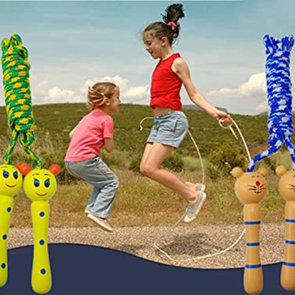 Barn hoppetau med trehåndtak - Utendørs morsom aktivitet frog + mouse + villain + bear