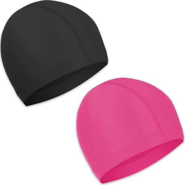 [HT]2 stk. elastiske badehetter, komfortable, sklisikre badehetter i stoff, lette badehetter for kvinner, menn og barn til svømming Black, Rose Pink
