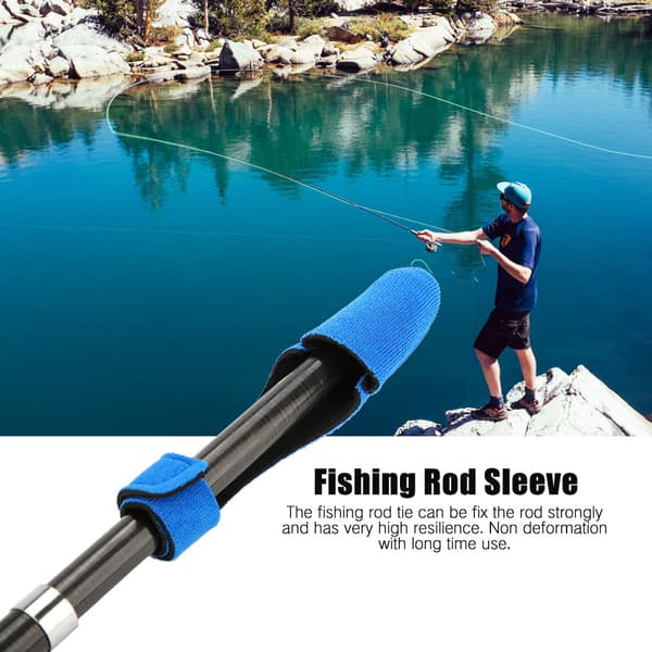 Ekspanderbart neopren fiskestangarmbeskyttelse Hanskebeskyttelse Cap Rod Strap Set (blå)