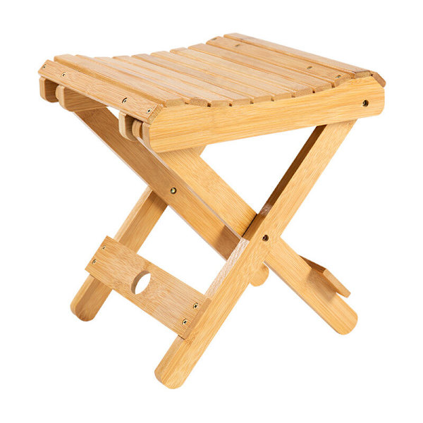 Bambu hopfällbar pall Liten bärbar bänk duschpall Lämplig för badrum bastu Spa höjd 31,5 cm