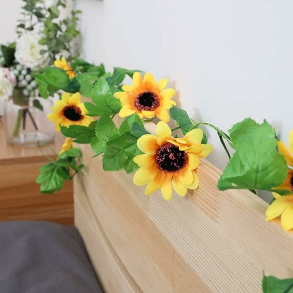 Solros Blomma Rotting Ljus 2m Sol Rotting Ljus Blom Ljus String Solar Solros Simulering Dekorativ Ljus, för