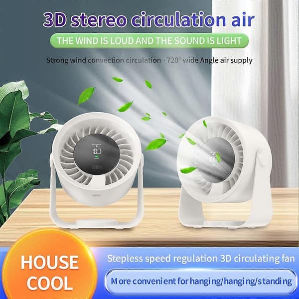 SL622 Bordventilator 100 Hastighed LCD Digital Display Trådløs Bord Væghængt Ventilator til Soveværelse Kontor White