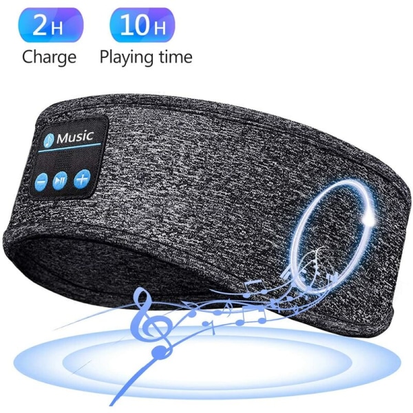 Hamp Grey Sleep Headphones Bluetooth Sports Pandebånd Indbygget Music Eye Mask