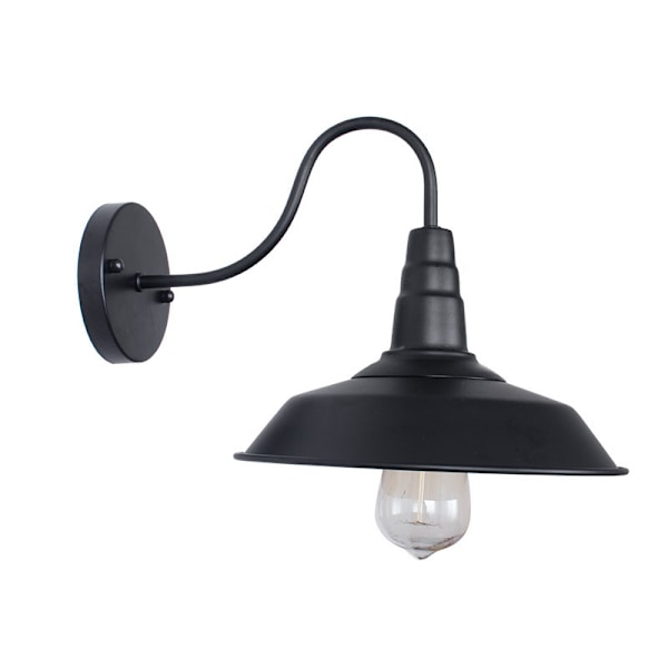 Retro Industriel Væglampe Metal Lampeskærm E27 Lampe til Soveværelse Stue Bar Sort - Sort