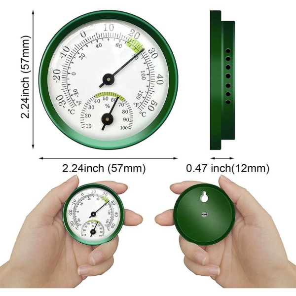 2st grön termohygrometer självhäftande fönstertermometer Analog utomhus trädgårdsfönster termometer,