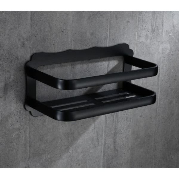 Badrumstillbehör Set i aluminium (förvaringshylla - svart färg)
