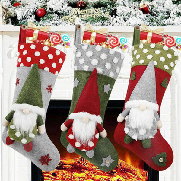 Julstrumpa Hängmantelstrumpa, Presentpåse Godispåse, Tomte, 2st LYCXAMES