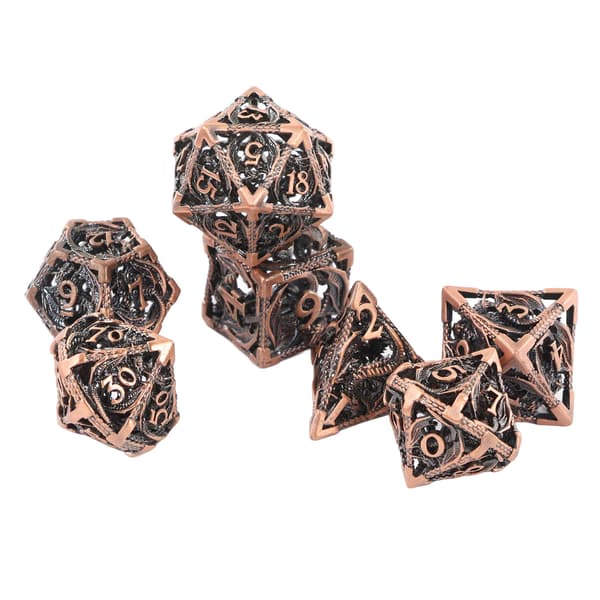7 st brädspel polyhedral tärningar koppar ihåligt drakmönster tydligt nummer hög balans rollspel tärningsset