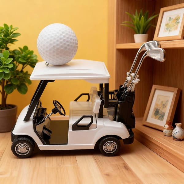 Præcis Pullback Legering Golfvogn Legetøjsmodel Figur Sæt Med Golftema Tilbehør Til Børn og Voksne Samlere Hvid White