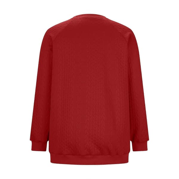 Dame Oversized Sweatshirt Afslappet Langærmet Rund Hals Tekstureret Løs Pullover Efterårsskjorte med Lommer Rød S Red S
