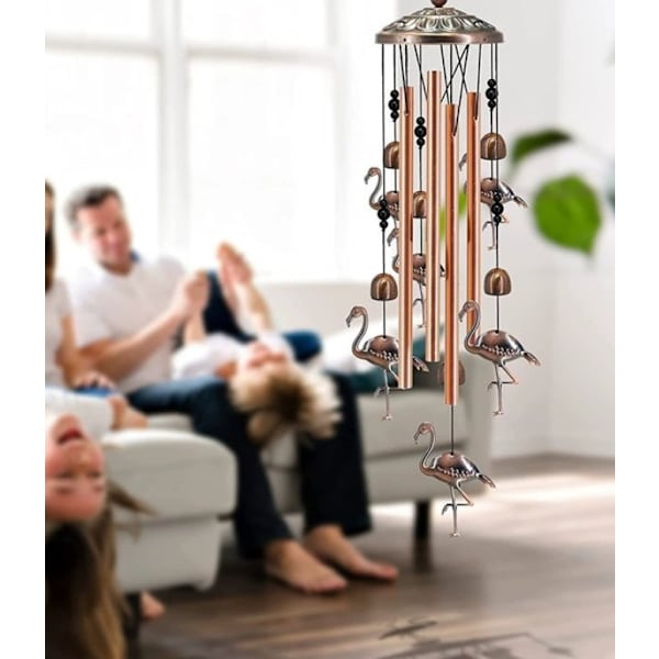 Retro messinkikello Flamingo-riipus metallikello alumiiniputki koristeellinen lahjariipus (yksi galvanoitu punainen pronssi flamingo)