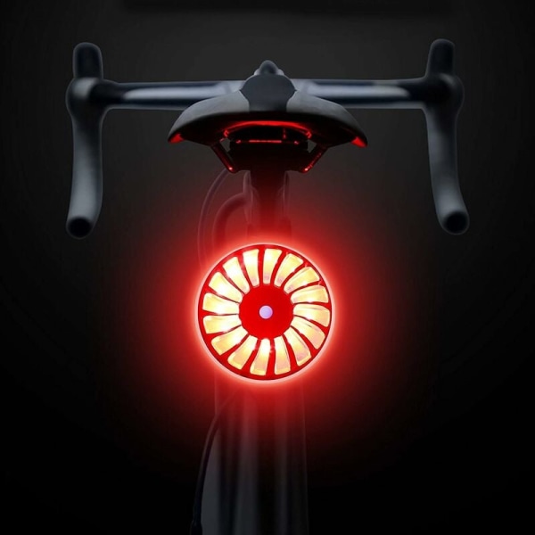 16 LED, varsellys for sykkelsikkerhet med IPX65 vanntett, induksjonsbremselys, rødt lys
